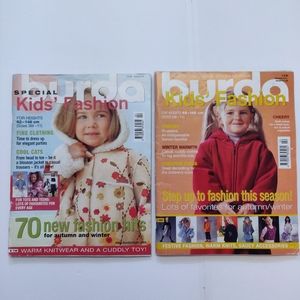 BURDA Kids' Fashion Sewing Magazines Lot UNCUT Patterns E666 2002 E736 2003
